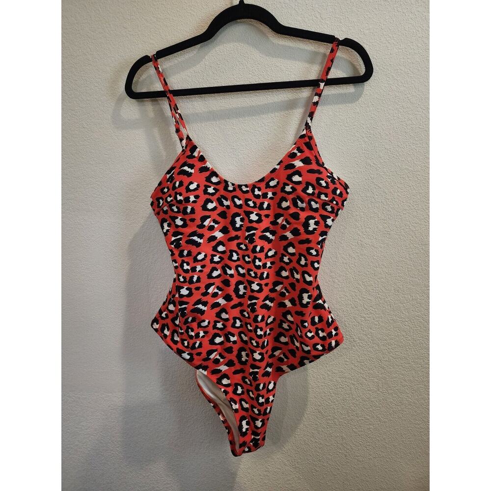 Cupshe Swimsuit Size Large Sexy One Piece Red Leopard Animal Print Lined